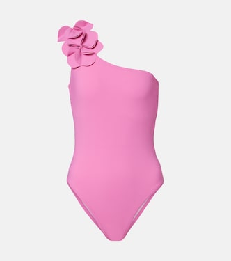 Tess one-shoulder floral-appliqué swimsuit | Karla Colletto