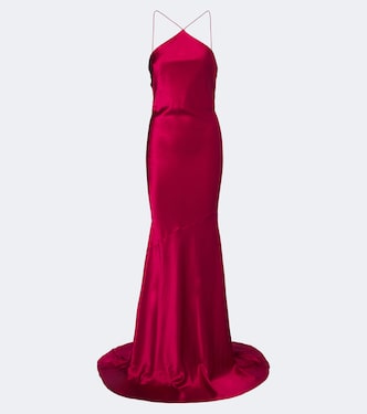 Halterneck silk satin gown | Alex Perry