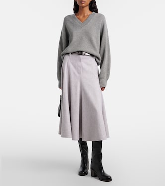 Virgin wool midi skirt in grey - Brunello Cucinelli | Mytheresa