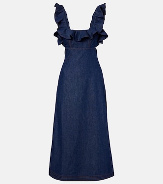 Aster ruffled denim midi dress | Zimmermann