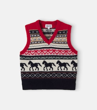 Grace intarsia wool sweater vest | Molo