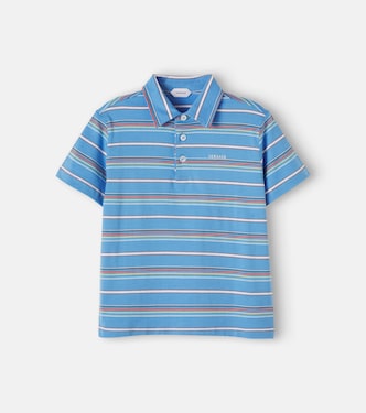 Polo de jersey de algodón a rayas con logo | Versace Kids