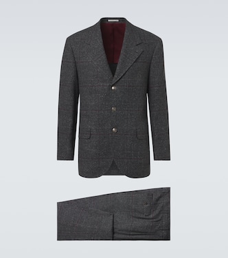 Checked silk, wool, and cashmere suit | Brunello Cucinelli