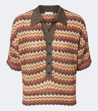 Raya chevron lamé polo sweater | Faithfull