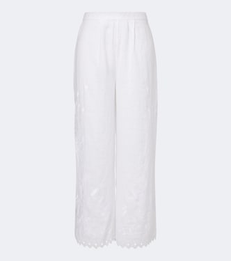 Albatre embroidered linen wide-leg pants | Eres