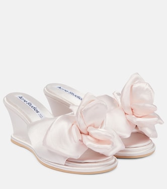 Floral appliqué satin wedge sandals | Acne Studios