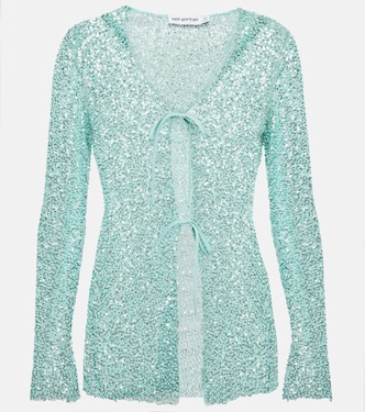 Beaded tie-front cardigan | Self-Portrait