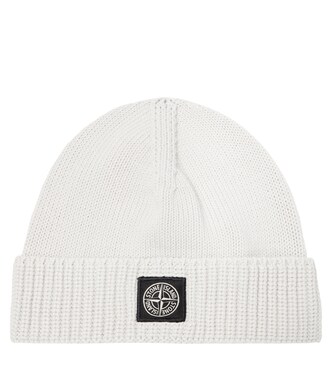 Logo ribbed-knit cotton beanie | Stone Island Junior