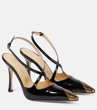 Paneled patent leather pumps | Alessandra Rich