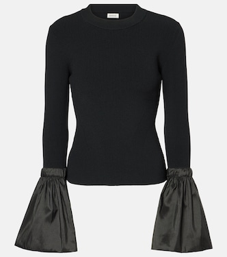Agata taffeta-trimmed ribbed-knit top | Simkhai