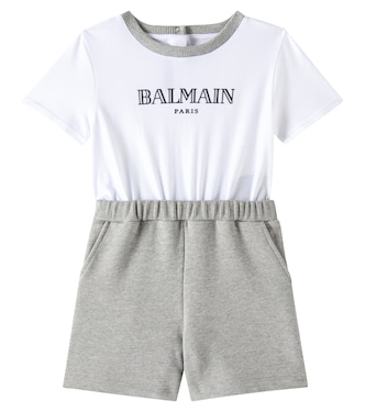 Baby cotton jumpsuit | Balmain Kids