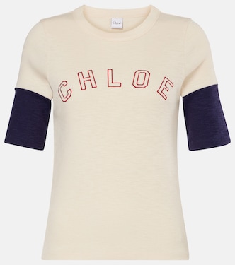 T-shirt en coton et laine à logo | Chloé