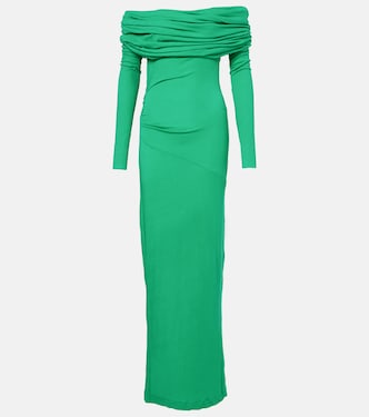 Bound draped cotton-blend maxi dress | Entire Studios