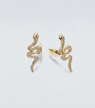 Manschettenknöpfe Snake aus 14kt Gelbgold (585/1000) mit Diamanten | Sydney Evan