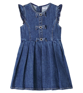 Bow-detail denim dress | Self-Portrait Kids