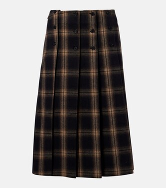 Plaid pleated cotton midi skirt | The Attico