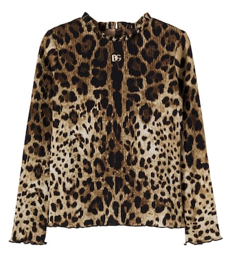 Leopard-print ribbed-knit top | Dolce&Gabbana Kids