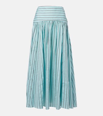 Procida striped cotton-blend maxi skirt | Staud