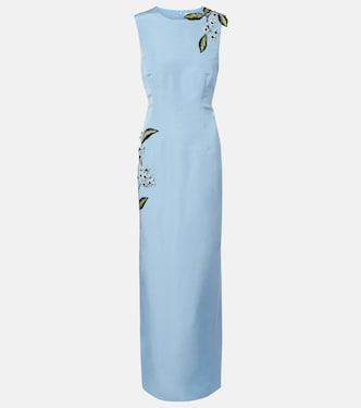 Porcelain Flower silk faille maxi dress | Oscar de la Renta