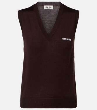 Logo virgin wool sweater vest | Miu Miu