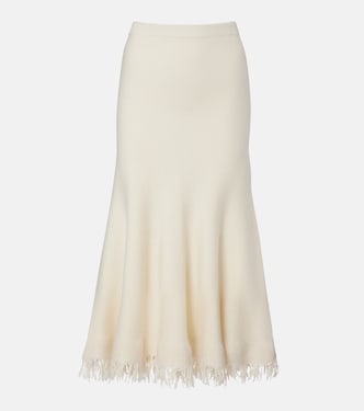 Falda midi de lana con flecos | Bottega Veneta