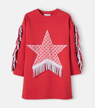 Fringed printed cotton jersey dress | Stella McCartney Kids