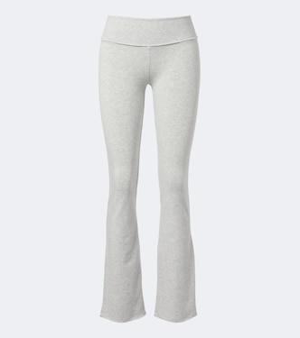 Foldover cotton-blend jersey flared pants | Skims