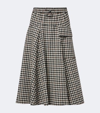 Checked alpaca and wool-blend midi skirt | Brunello Cucinelli