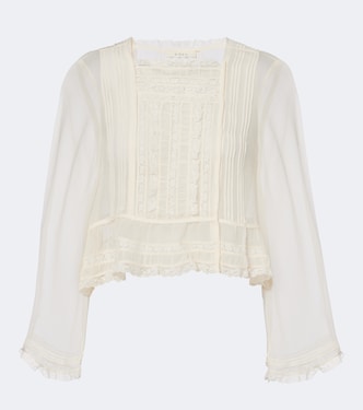 Top Elodine aus Seidenchiffon mit Spitze | Dôen