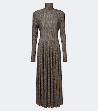 Herringbone pleated maxi dress | Norma Kamali