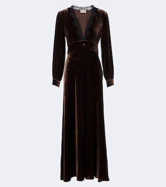 Maxikleid Emory aus Samt mit Spitze | Rixo