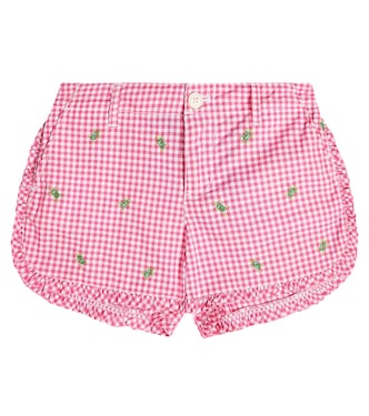 Gingham embroidered cotton shorts | Polo Ralph Lauren Kids