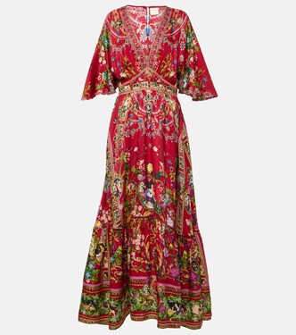 Robe longue imprimée en soie | Camilla