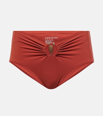 Embellished ruched high-rise bikini bottoms | Christopher Esber