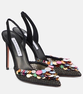 Can Can 105 sequined suede slingback pumps | Aquazzura