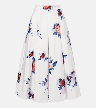 Floral cotton poplin midi skirt | Erdem