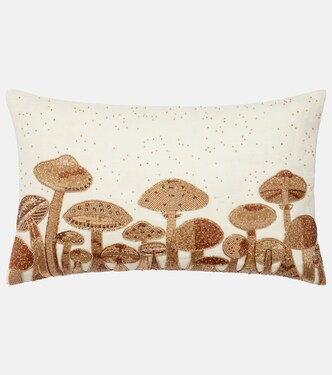 Botanist Mushroom Field linen cushion | Jonathan Adler