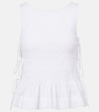 Shirred cotton top | Ganni