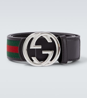 Interlocking G Web leather belt | Gucci