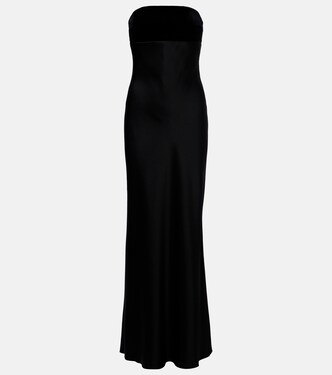 Baia velvet-trimmed satin bustier gown | Max Mara