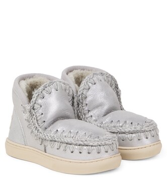 Embroidered shearling-lined suede boots | Mou Kids