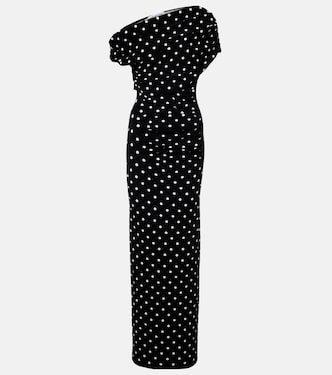 Polka-dot asymmetric maxi dress | Self-Portrait