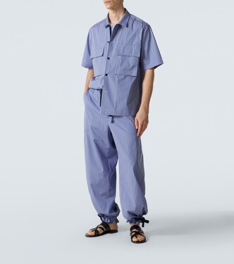 Striped cotton poplin shirt in blue - Sacai | Mytheresa