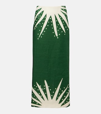 Bruna printed linen midi skirt | Cala de la Cruz