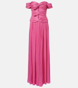 Cutout Lurex georgette gown | Costarellos