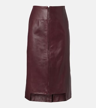 Leather midi skirt  | Victoria Beckham