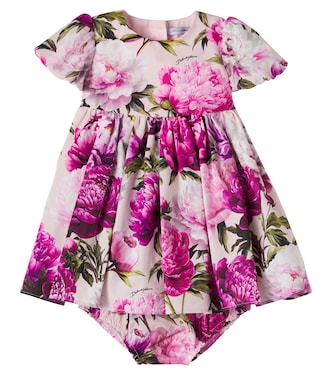 Baby floral cotton dress and bloomers set | Dolce&Gabbana Kids