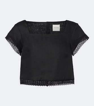 Alfie cropped embroidered linen top  | Posse