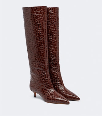 Babouche croc-effect leather knee-high boots | Le Monde Béryl