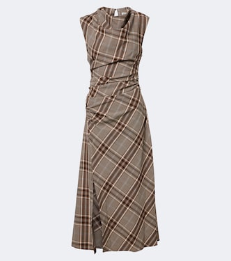 Burke draped plaid midi dress | Simkhai